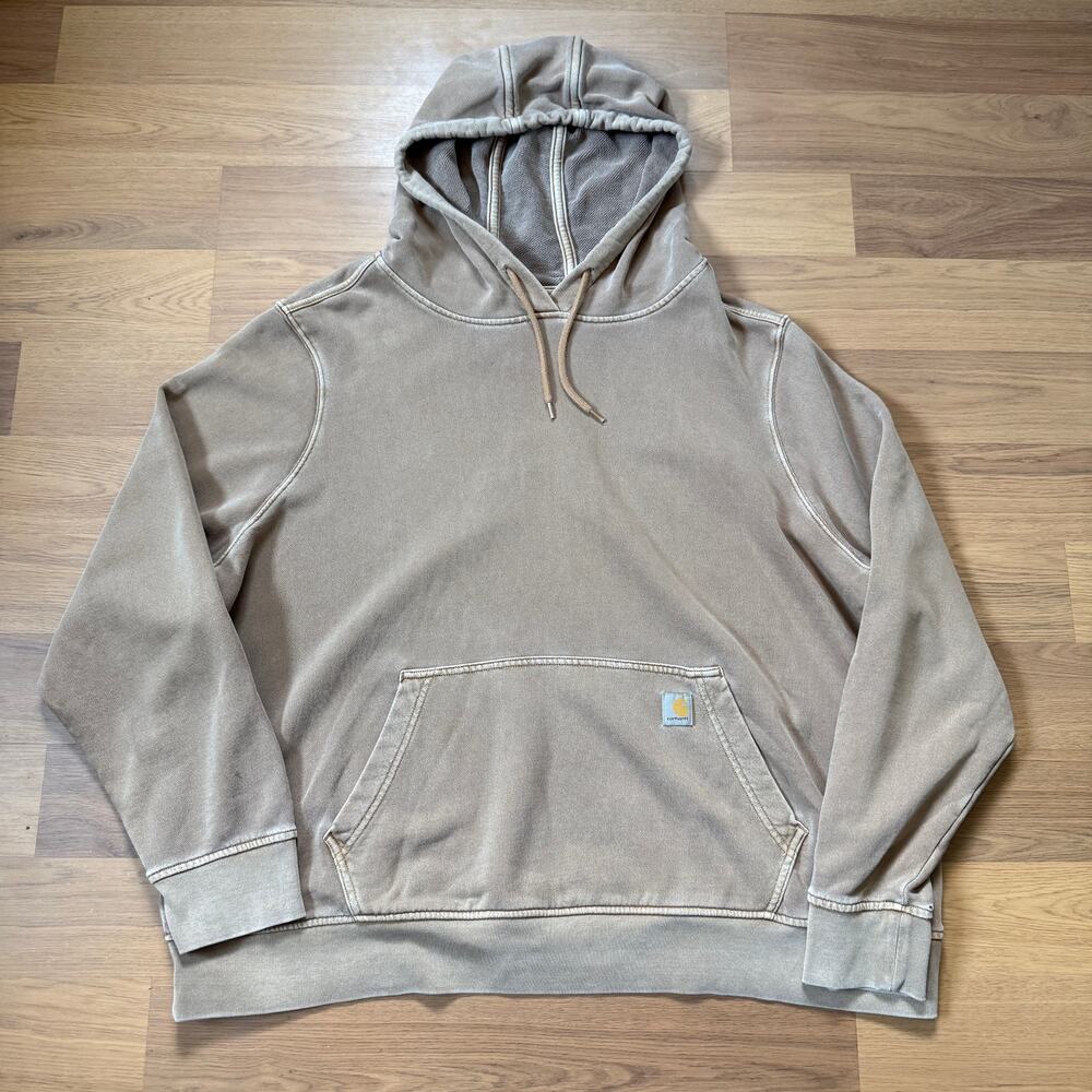 Women's Carhartt Caramel Brown Tan Midweight Work Hoodie Pullover Sweatshirt 2X